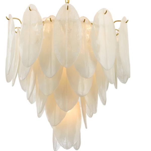 AC 220V ± 10% Support Dimmer Glass Leaves Chandelier 3D Printed Pattern for Home Decor