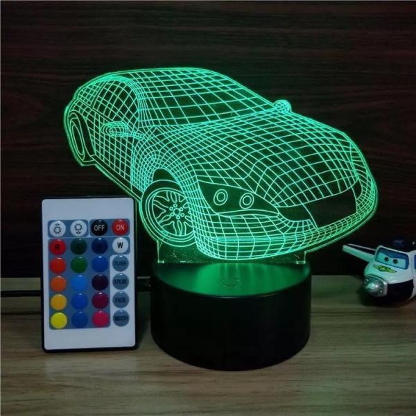 Indoor Acrylic 3D LED Smart Car  Night  Light for Gift ,Car shape Decoration LED Light in many colors
