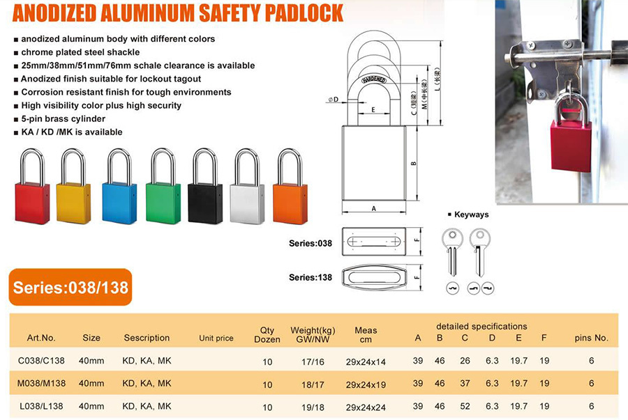 ANODIZED ALUMINUM SAFETY PADLOCK