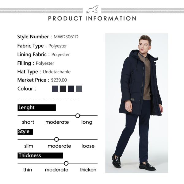 Medium Length Men Winter Jacket Thick Mens Big And Tall Winter Coats With Four Pocket