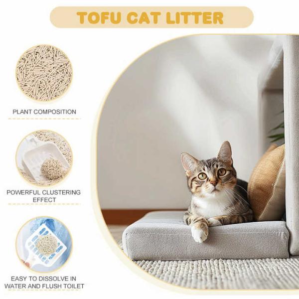 Pure Plant Based Tofu Cat Litter Fast Clumping Water Soluble