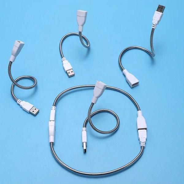 manguera de acero inoxidable de metal flexible de hombre a mujer cable de extensión de adaptador de carga USB para ventilador de luz led