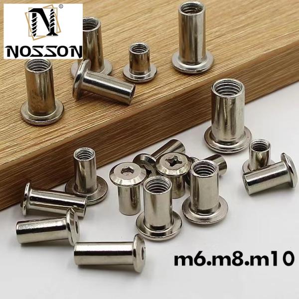 M6 M8 Stainless Steel Flat Hex Socket Head Furniture Rivet Connector Insert Joint Sleeve Cap Nut for Furniture Fastening