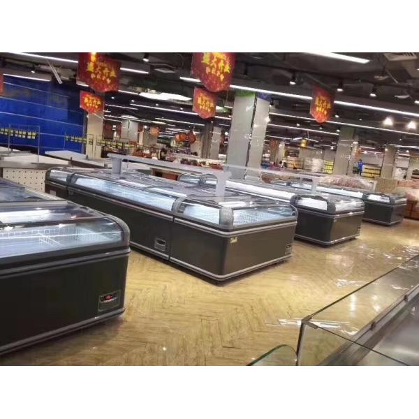 Замораживатель острова двери сползая стекла соответствующий для морозильника замораживателя комода дисплея замороженных продуктов