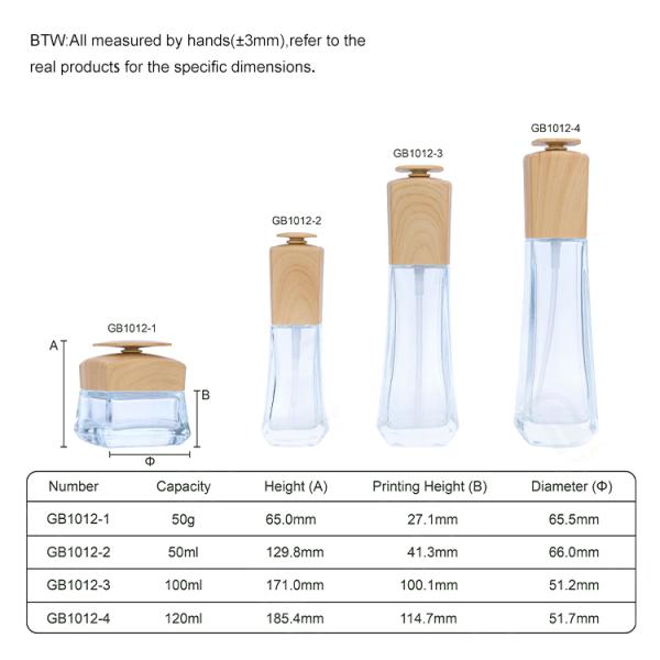 Transparent Glass Cosmetic Bamboo Bottle Bamboo Cosmetic Jar Set With Bamboo Lids