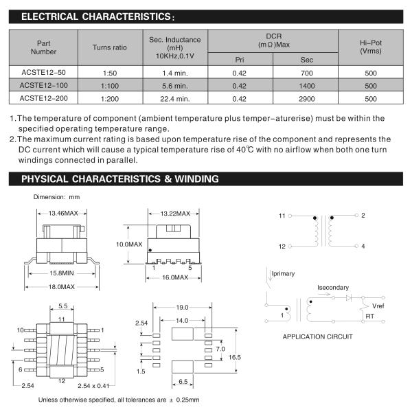 SMD Current Sense Transformer 35A Input 50KHz To 500KHz For DC/DC Converter