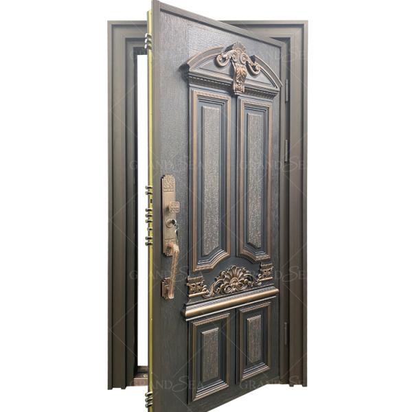 Guatemala Carved Design Cast Aluminum Low Price High Quality Main Front Security Steel Door for Commercial Buildings