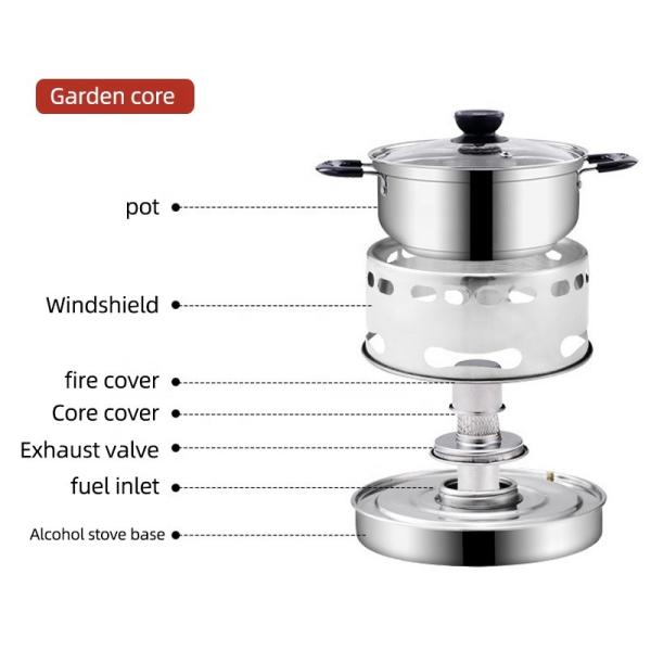 Fashion Simple Stainless Steel Hot Pot Kitchen Hotel Single Portable Alcohol Stove Self Service Hot Pot Set