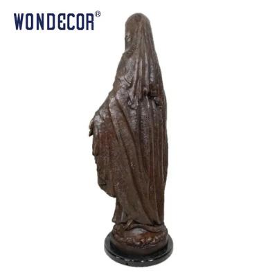 Decoração exterior personalizada, estátua do bronze do suporte do mármore da Virgem Maria do vida-tamanho