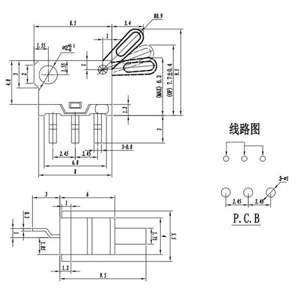 Миниатюрный OEM переключателя кнопки PCB 3Pin/ODM доступный