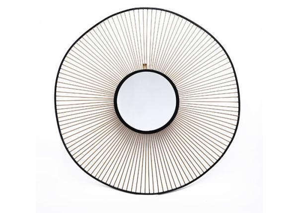 Decorative Black Gold Round Modern Sunburst Mirror