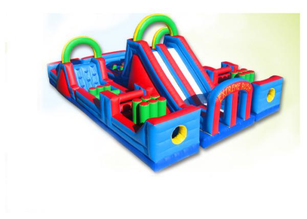 Waterproof Colorful 60m x 7m x 10m Inflatable Obstacle Course rentals For Kids And Adults
