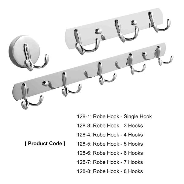 Mirror Chrome Silver Stainless Steel Hat And Coat Hooks Wall Mounted With 8 Hooks