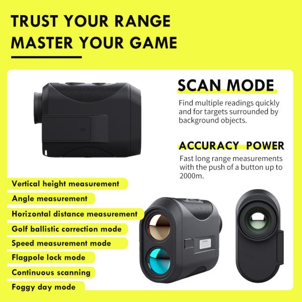 Black 7X 1200 Yards Laser Golf Rangefinder For Hunting