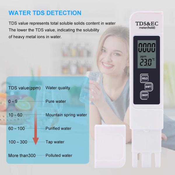 Анализатор 0 качества воды цифров TDS - 5000pp 3 в 1 ручке тестера воды