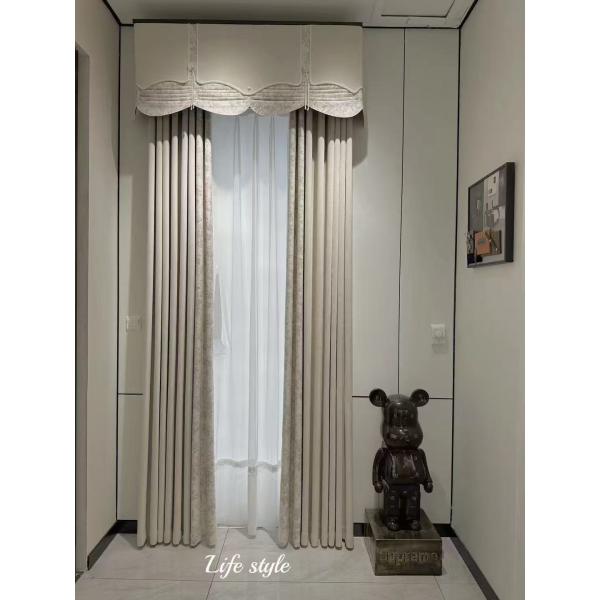 Tailored Double Layer Polyester Window Valance Curtains Readymade For Living Room