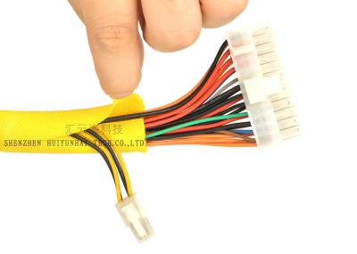 Auto amarelo da cor que envolve Sleeving trançado rachado para fios bondes