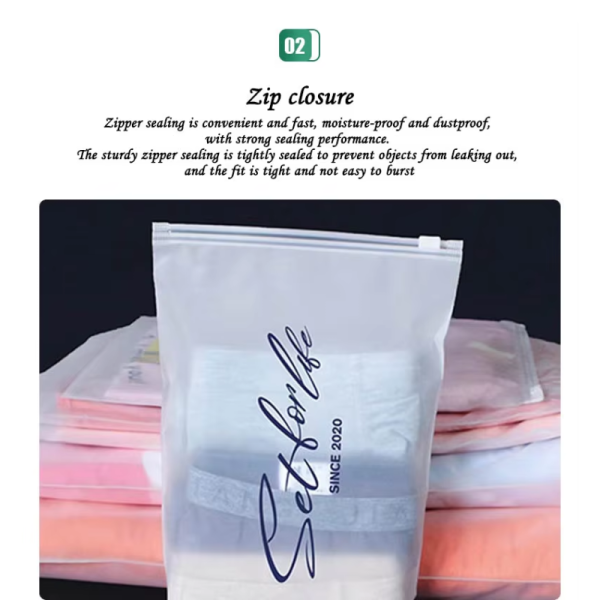 Customized logo matte transparent zipper, zipper design for clothing bags, moisture-proof shoes and socks, intaglio printed surface