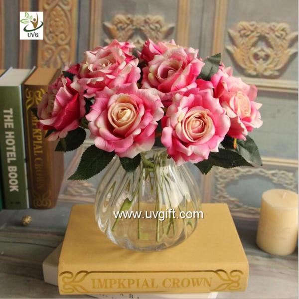 UVG FRS66 wedding accessories artificial red velvet rose flower for party table decoration