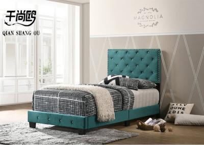 Gorgeous Fabric Upholstered Beds 160*200cm With Crystal Buttons