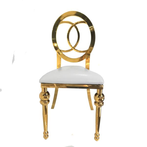 Gold Stainless Steel Banquet Chair With Fixed Soft Cushion