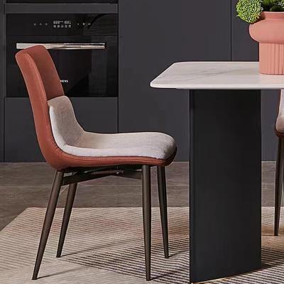 Mixed Brown Leather High Back Upholstered Dining Chairs Comfortable