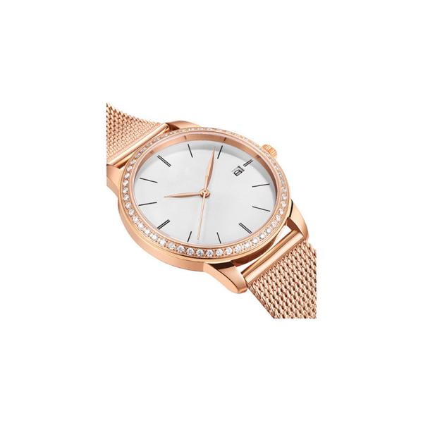 Stones Mesh Band Stainless Steel Ladies Watch With 30M Water Resistant