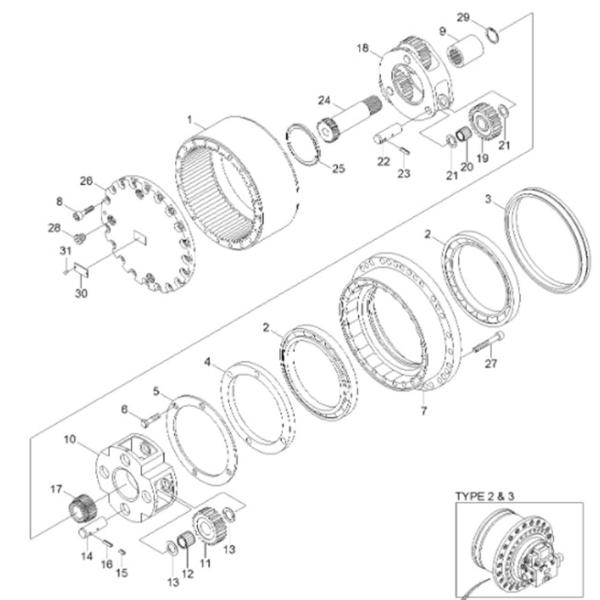 Части шестерни экскаватора R210-9 R220-9, коробка передач 39Q6-42100 конечной передачи