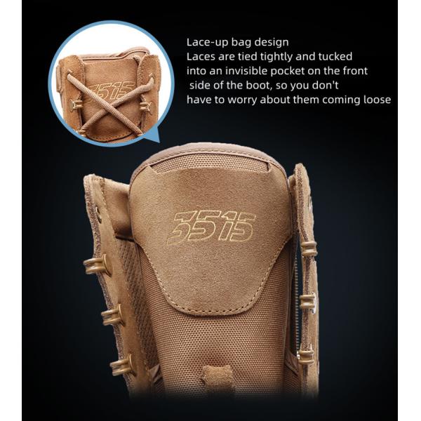 3515 Military Leather Boots Brown EVA Insole Tactical Boots With Zipper