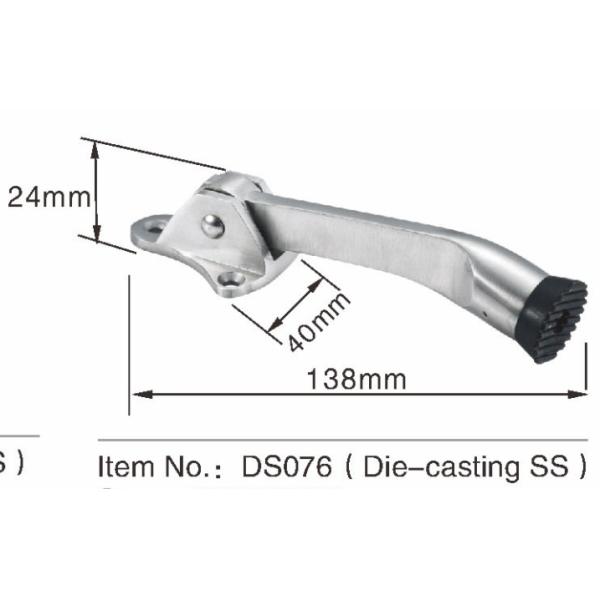 Kick Down Zinc Alloy Inside Door Stopper With Rubber Holder Mounted On Door
