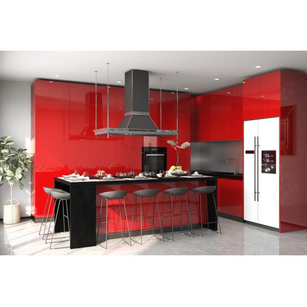 Kitchen Customize High Goss Red Furniture Lacquer Kitchen Cabinet RTA Kitchen Cabinet