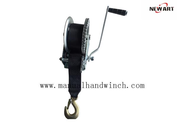 Small 1000lbs Manual Hand Winch With Black Strap Boat Trailer Parts Zinc Coating