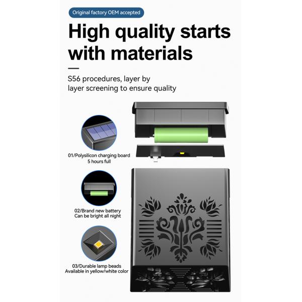 Outdoor Ambiance Solar Decorative Wall Light 1.2V IP65 ABS Plastics Material