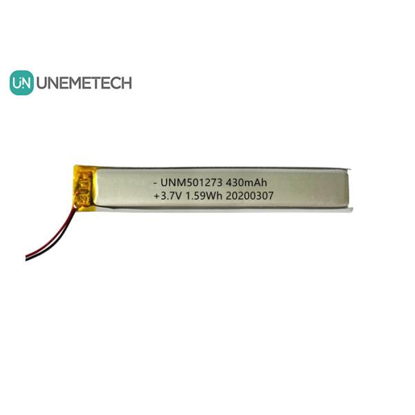 5.0*12.0*73.0mm リチウムポリマーバッテリー / 3.7V 430mAh 501273 Bluetooth デバイス用の薄型リポバッテリー