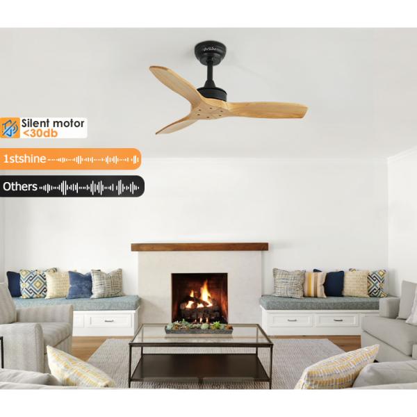 1stshine Natural Wood Blades Ceiling Fan Remote Control e Grande Vento para Grandes Espaços