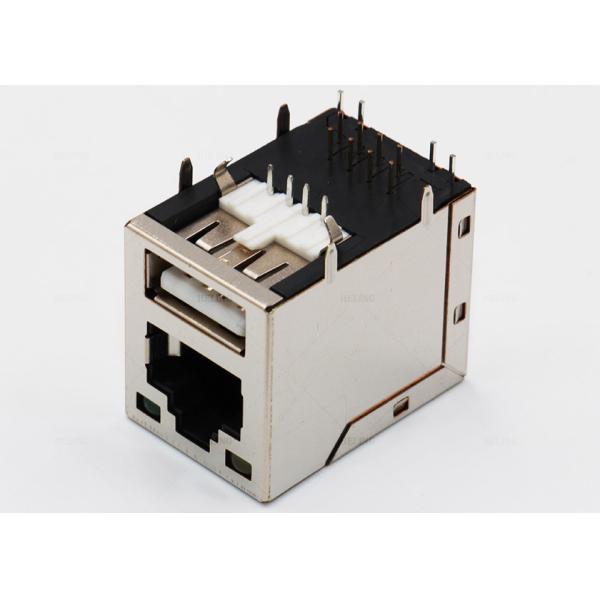 Прямоугольный соединитель женщины РДЖ45 Джека УСБ комбинированный с СИД желтых/зеленого цвета