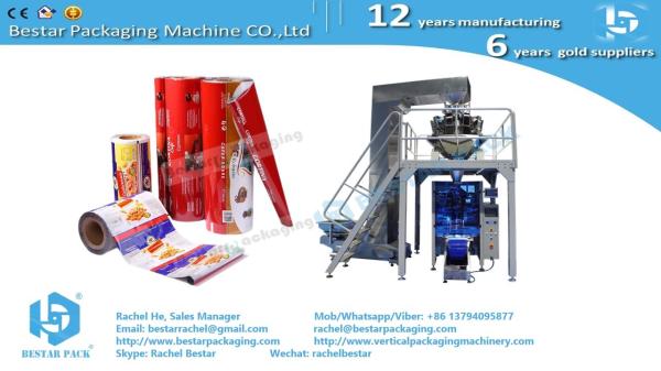 Food grade plastic wrapping roll film for potato chips with Bestar automatic packing machine