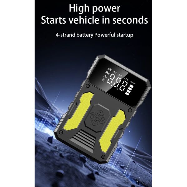 Mini Portable Car Jump Starter With Digital Air Compressor And USB Fast Charge