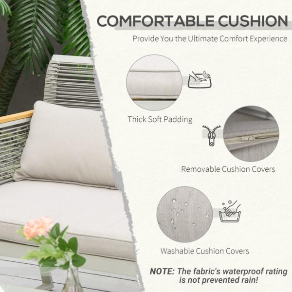 AJUNION Garden Set with Handwoven PE Rattan and Aluminum Frame W59.5 x D68.5 x H79cm