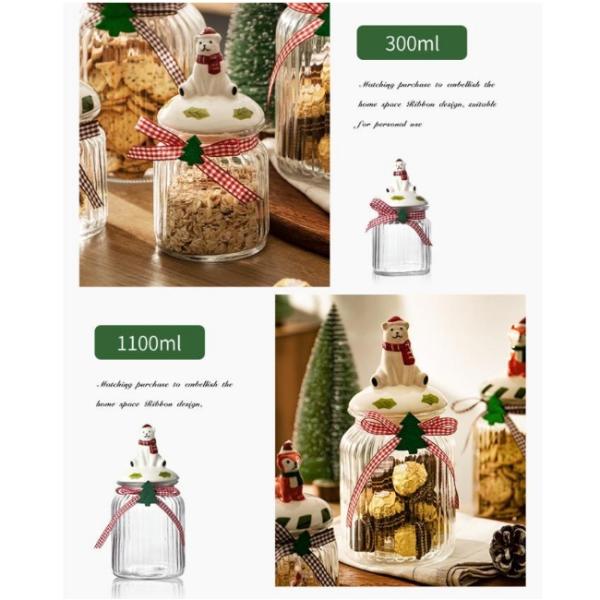 Опарникы круга 300ml 1000ml рождества стеклянные с крышками для гаек еды