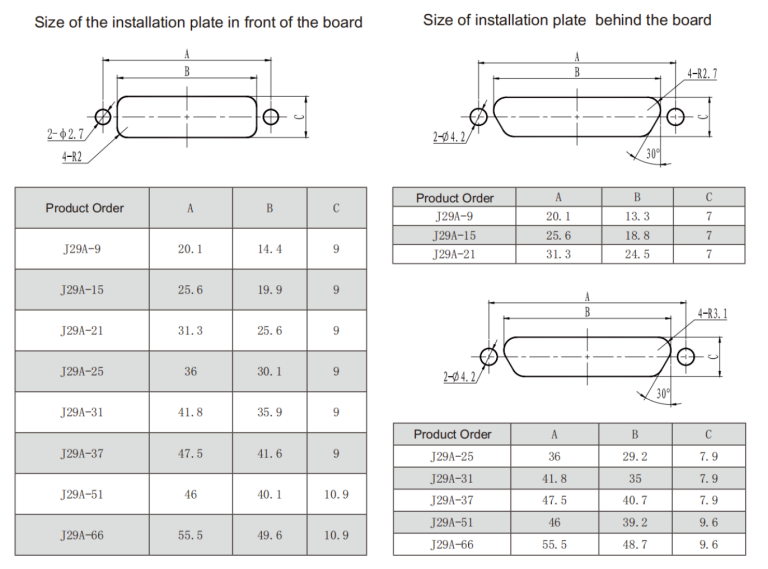 Micro Rectangular Connector J29A Series Plug Connector Soldering Type Connector J29A-21TJN