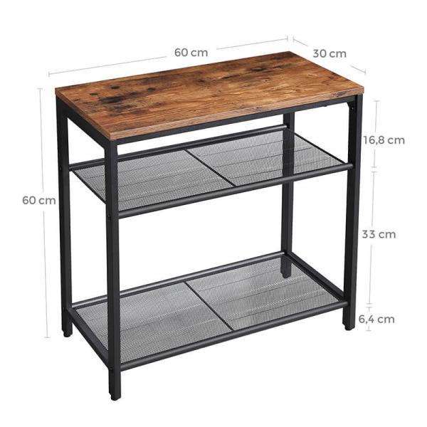 3-tier Side Table, End Table with 2 Metal Shelves, Industrial Side Table for Living Room, ULET34BX