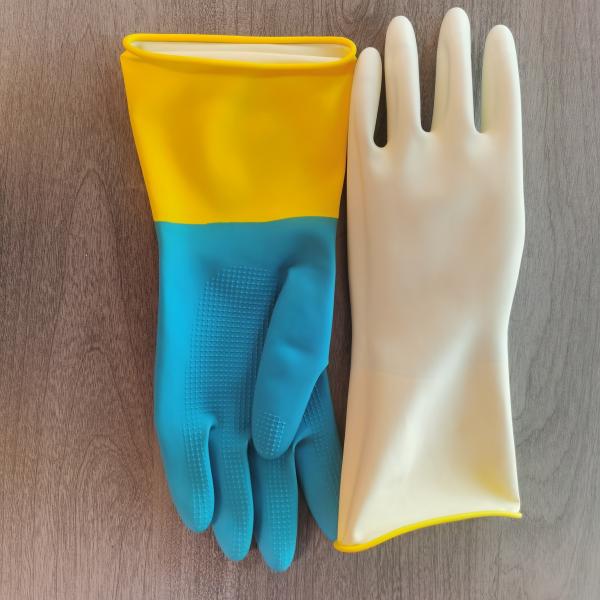 Kitchen Latex Industrial Bicolor Glove 32CM Latex Dishwashing Gloves