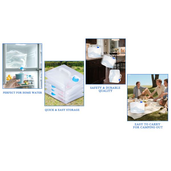 Collapsible Water Container With Spigot & Hook, BPA Free Water Jug, Foldable Carrier Bucket, Water Storage Container For Camping Hiking Survival Kit, 2-Pack (20L/5.3 Gallon)