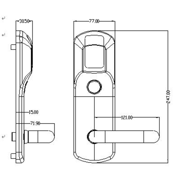 62.5mm Backset Digital Electronic Door Lock / Electronic Card Locks For Hotel Room