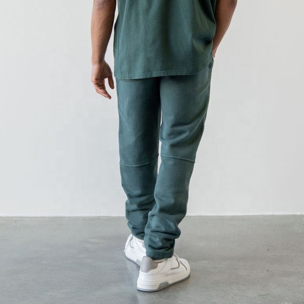 Custom Logo Cotton Vintage Elasticated Zip Pockets Washed Unisex Distressed Jogger Men Tracksuit Sweatsuit
