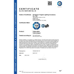 Yingwei Lighting Accessory Co.,Ltd. Certifications