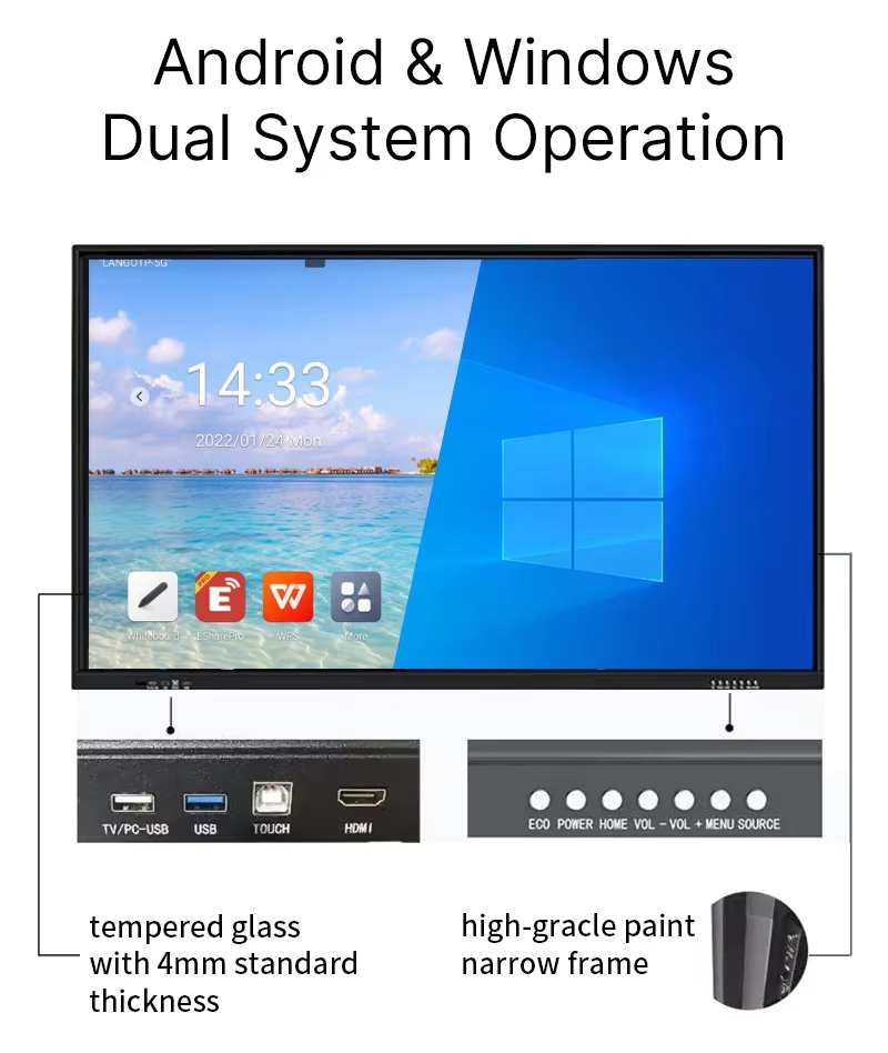 Commercial Large Screen Display Conference Screen for Meeting LCD Signage Display Android System 4K UHD Monitor