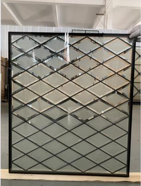25.4MM Acid etched Beveled Decorative Leaded Glass Contemporary For Exterior Doors