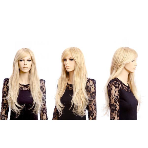 High Temperature Fiber Natural Long Straight Synthetic Wigs 120% Density